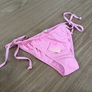 Stoney Clover Lane x Target Pink Textured Tie Side Bikini Bottoms Sz S NWT
